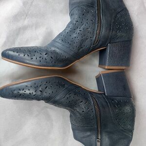 Elegant Perforated Gray Ankle Booties